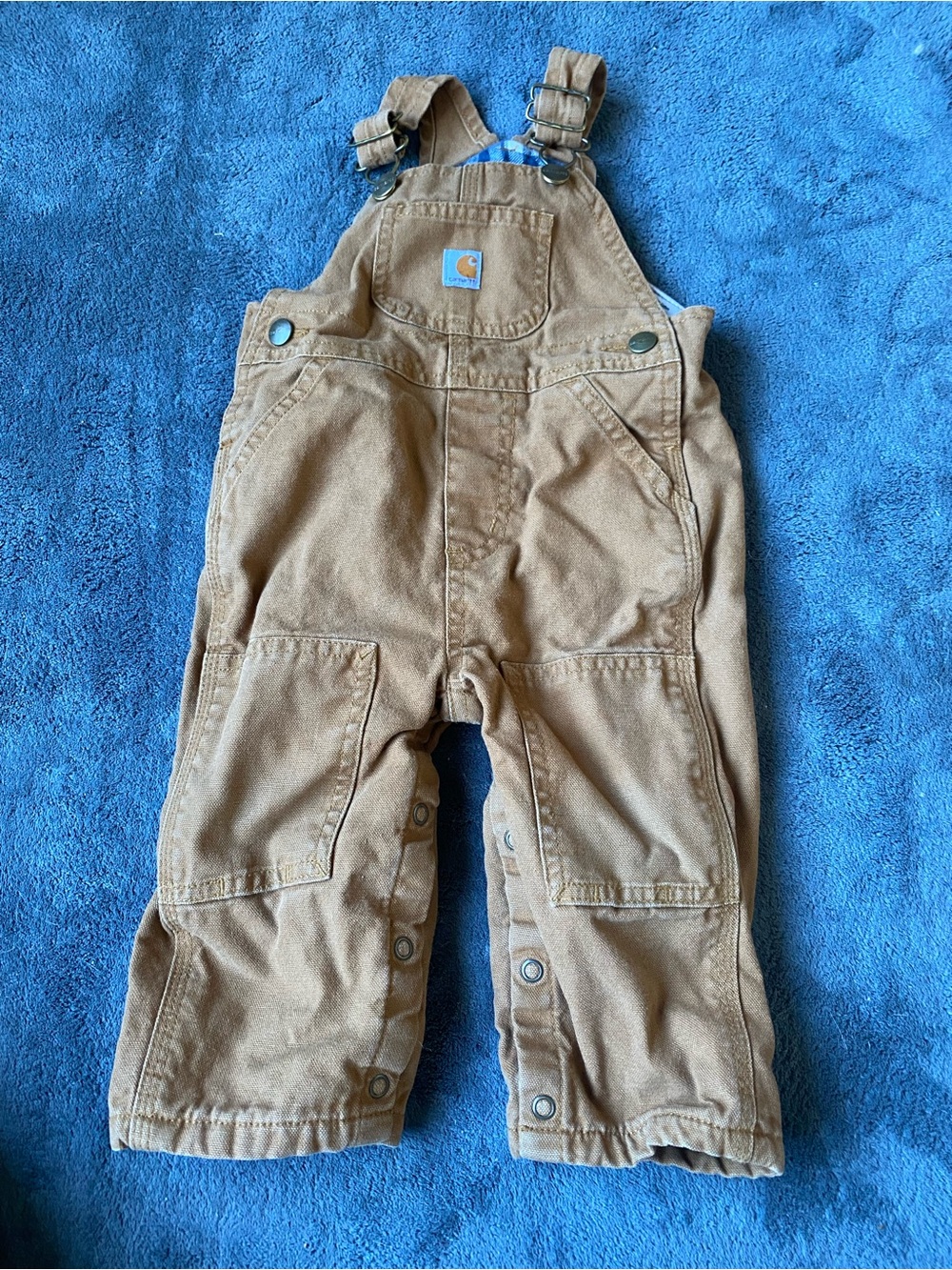 Carhartt Insulated Tan Kids' Canvas Overalls with Pockets
